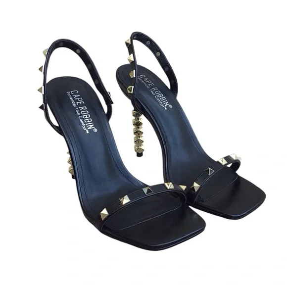 Cape Robbins Dakine Slingback Studded Heels Black Size 6.5 - Picture 2 of 11